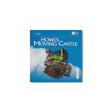 Product packaging for 'Howl's Moving Castle' with castle illustration on a blue background from studio ghibli